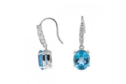 Keshi Blue Topaz Dangle Hook Earrings