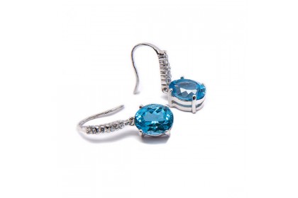 Keshi Blue Topaz Dangle Hook Earrings